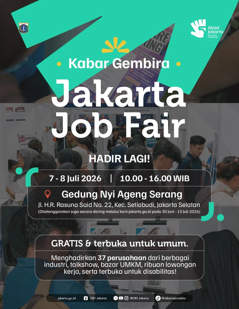Job Fair Provinsi Sumatera Utara 2026 (Suku Dinas TKTE Wilayah Provinsi Sumatera Utara Barat) : 7-8 Juli 2026